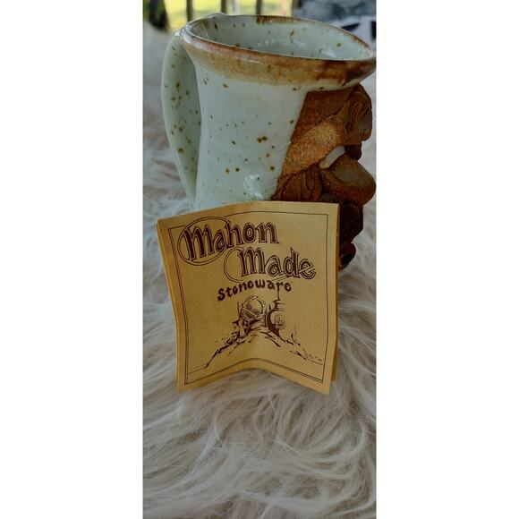 Vintage Mahon Made Stoneware 3D Funny Moustache Face Coffee Mug 5" tall - Picture 6 of 7